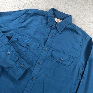 Wallace & Barnes Shirt Adult Small Blue Utility Long Sleeve Button Up Pockets